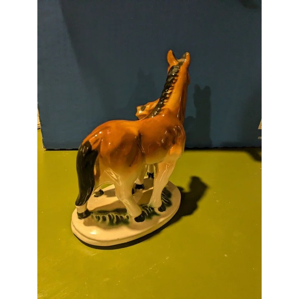 Vintage Horse Figurine Mare And Foal Ceramic Base 7” X 6”